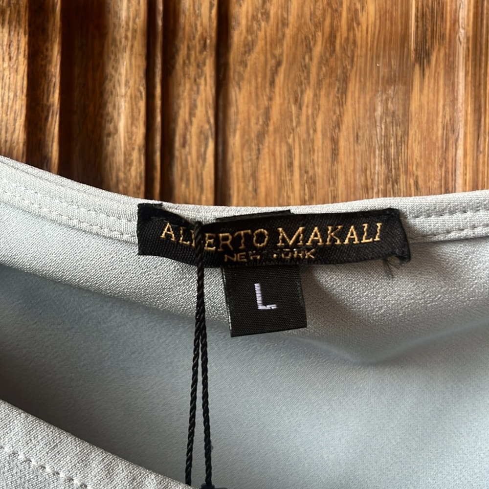 NWT Alberto Makali Statement Sleeve Top in Powder Blue Size Large - Picture 6 of 14